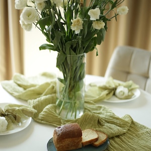 Cheesecloth / Cheesecloth table runner / Organic dyed DOUBLE GAUZE / Cheesecloth wrap / Leaf green cotton cheesecloth /Cheese cloth Musselin
