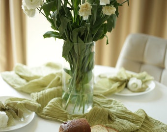 Cheesecloth / Cheesecloth table runner / Organic dyed DOUBLE GAUZE / Cheesecloth wrap / Leaf green cotton cheesecloth /Cheese cloth Musselin