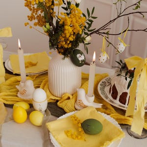 Mustard Yellow Cotton Napkins, Easter Table Setting, Rustic Reusable Cloth Napkins for Spring Brunch and Dinner, Easter Table Decor