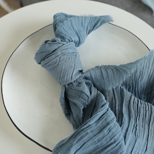 Ocean Blue Gauze Napkins: Rustic Cotton Table Decor