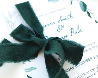 Hunter green cotton ribbon Invitation wedding ribbon / Satin ribbon / Gift wedding wrapping / Made in Ukraine