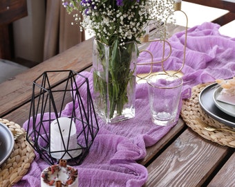 LAVENDER gauze runner / Hand dyed rustic cheesecloth / Made in Ukraine / Eco-friendly cotton runner / Simply and useful table decor