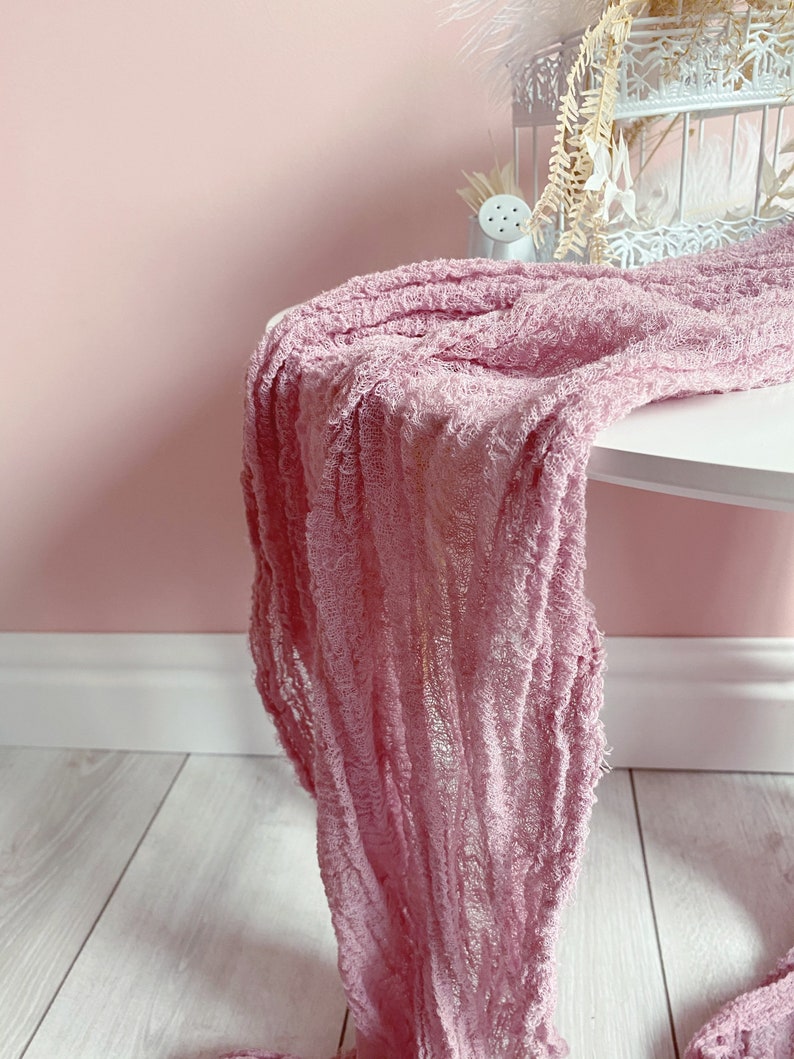 Vintage Mauve gauze table runner Rustic cheesecloth runner in Etsy