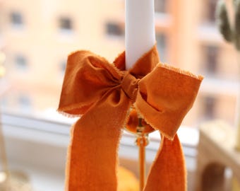 Burnt Orange Cotton Ribbon: Rustic Hand-Dyed Ceremonial Decor