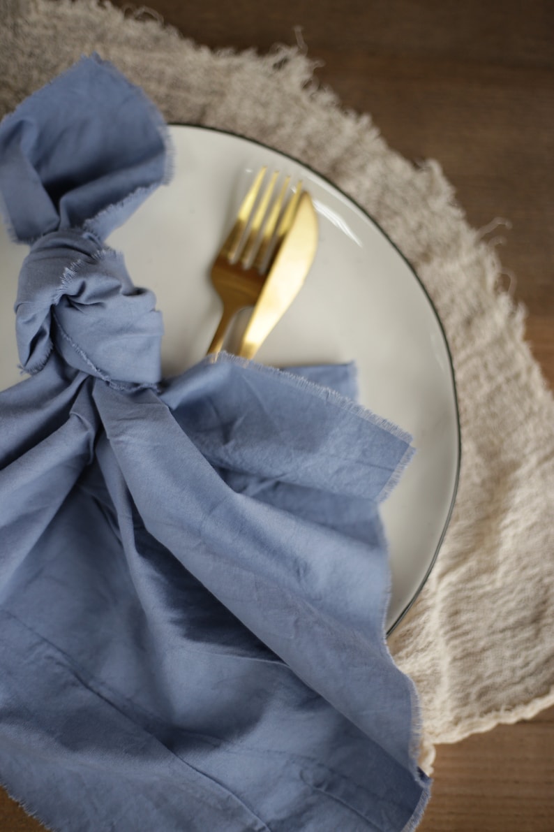Cloth napkins Wedding napkins Dusty blue napkins image 8