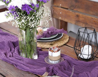 Deep Purple Double Gauze Napkins, Cheesecloth Rustic Table Decor, Reusable Cloth Napkins for Wedding Decor, Handmade Cheesecloth Napkins