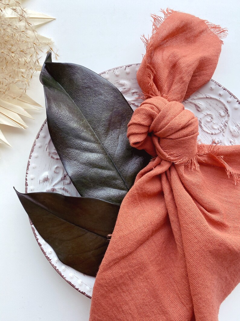 Cotton Napkins Double Gauze Light Terracotta Napkins Wedding Etsy