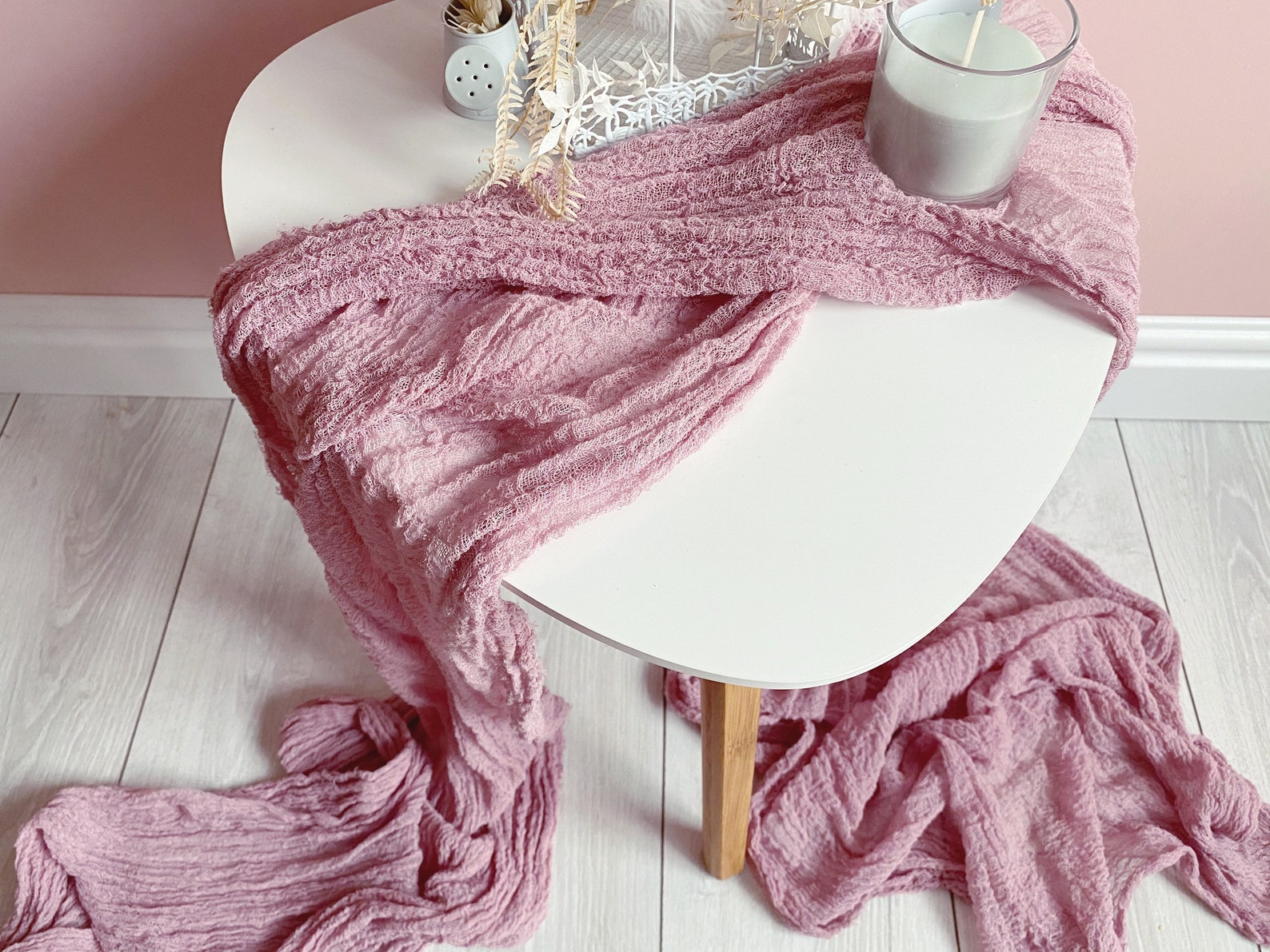 Vintage Mauve gauze table runner Rustic cheesecloth runner in Etsy