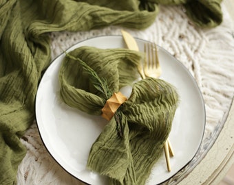 Cloth napkins / Cheesecloth napkins / Wedding cocktail napkins / Green cloth napkins / Olive cloth napkins cotton