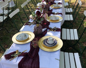 WINE color collection gauze runners Burgundy wedding table runner Maroon table runner WINE table decor