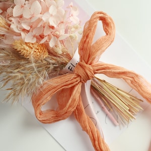 CANYON CLAY crinkle silk ribbon Rustic hand dyed silk ribbon for bridal bouquet  Silk georgette wedding ribbon