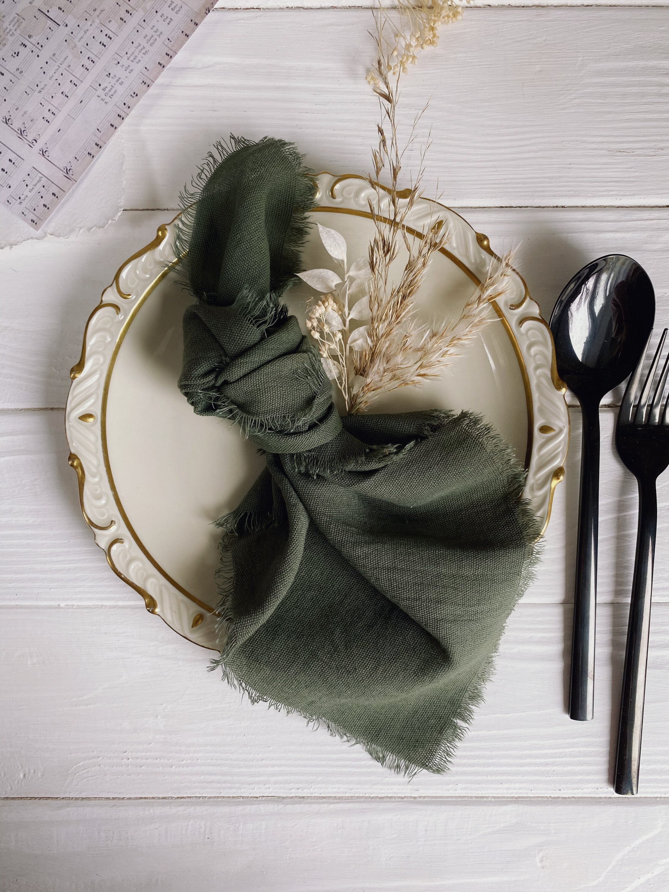 Dinner Napkins Eco Friendly Napkins Dark Sage Green Napkins Etsy