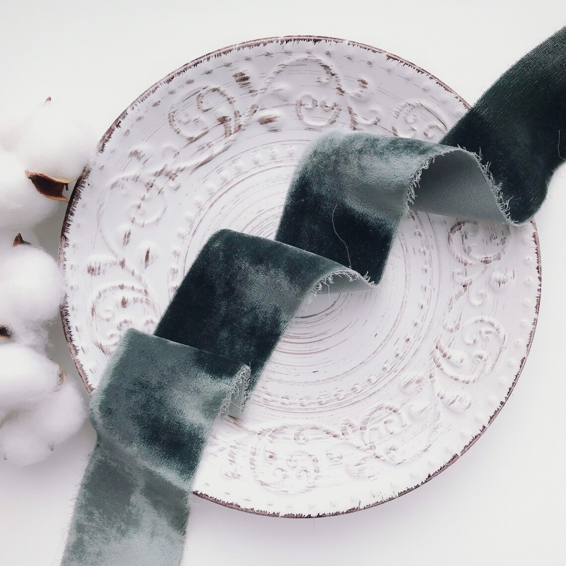 SAGE GREEN silk velvet ribbon Bridal bouquet hand dyed ribbon | Etsy