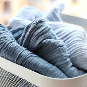 Dusty Blue Gauze Table Runner, Hand Dyed Cheesecloth for Romantic Wedding Table Decor,  Elegant Boho Events Decor, Gauze Wedding Decor