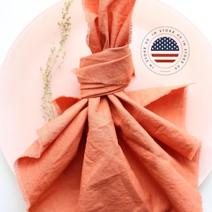 Boho Napkins / Cloth dinner Napkins SET 10 pcs LIGHT terracotta / Rustic Cotton Napkins Bulk / Rustic Home Decor / Dispatches from USA