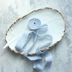 Dispatches from USA /LIGHT DUSTY blue cotton ribbons for invitations or wedding bouquet Hand dyed premium cotton Blue ribbon collection