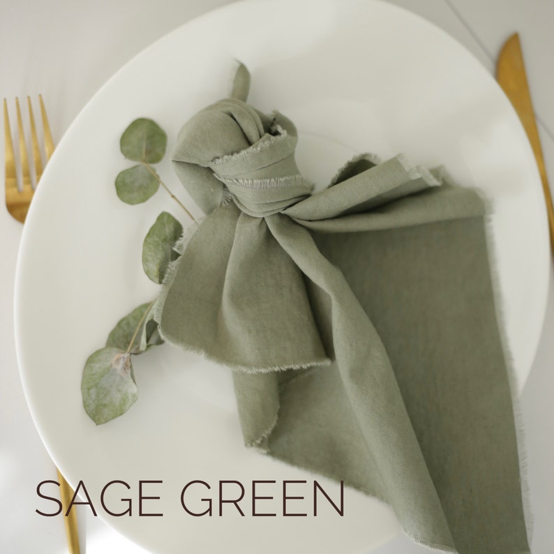 Wedding napkins / Rustic table wedding decor / Sage green wedding / Sage green home decor Sage green