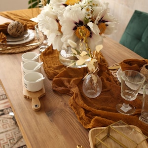 Gauze table runner / Wedding table runner / Farmhouse table runner / Cheesecloth napkins / Cotton gauze fabric / Terracotta table runner