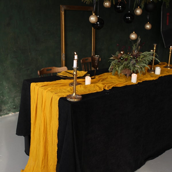 Double gauze fabric / Cheesecloth runner / Rustic wedding reception decor / Embrace double gauze / Mustard muslin fabric / Modern fabric