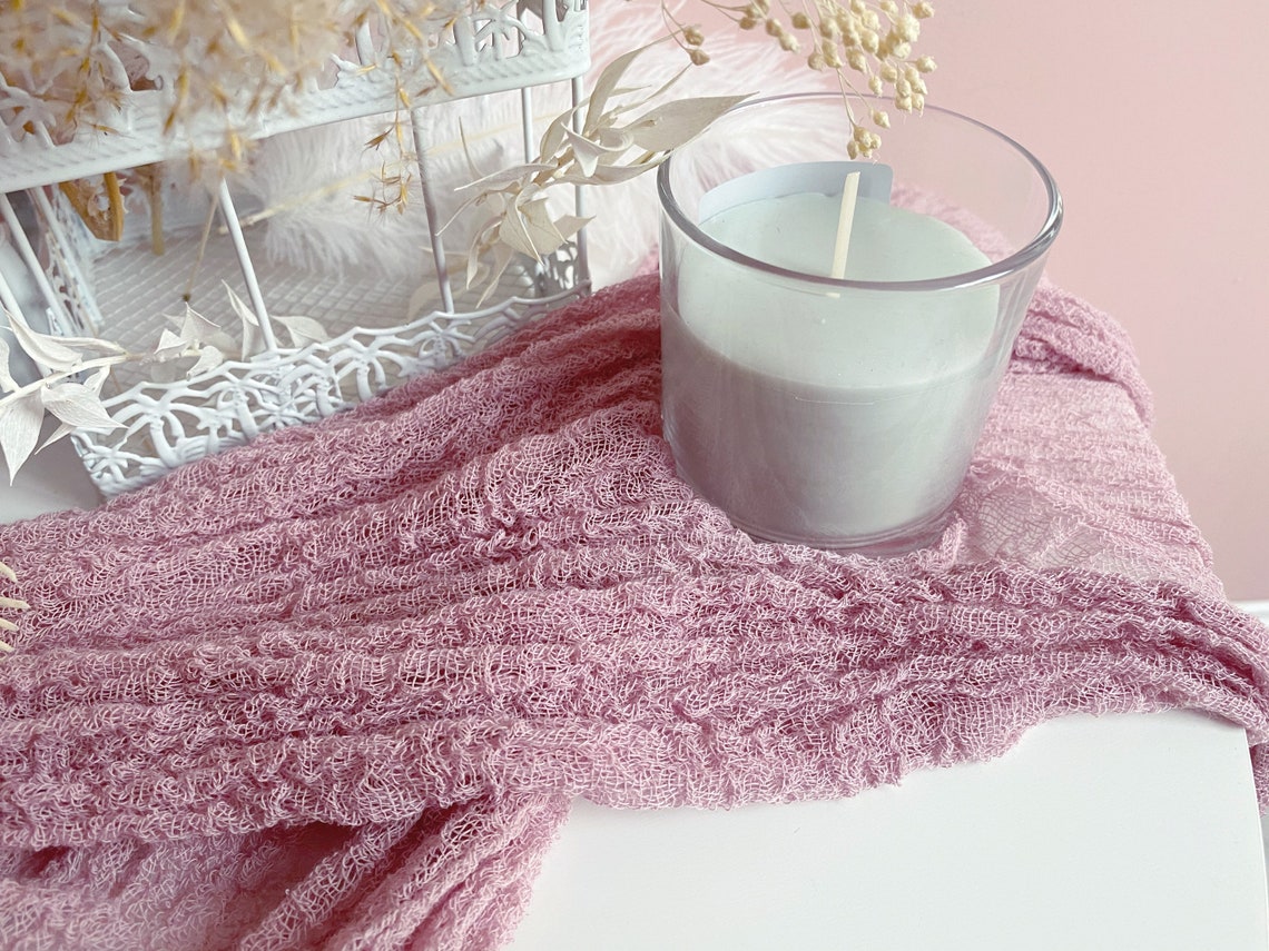 Vintage Mauve gauze table runner Rustic cheesecloth runner in Etsy