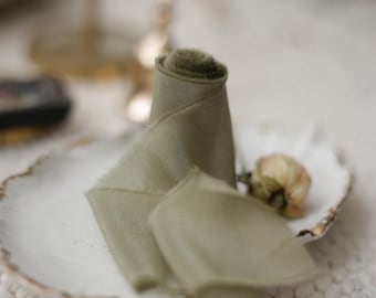 Dark Sage Green Bouquet Ribbon, Bridal Ribbon, Invitation Ribbon, Matte Silk Wedding Ribbon