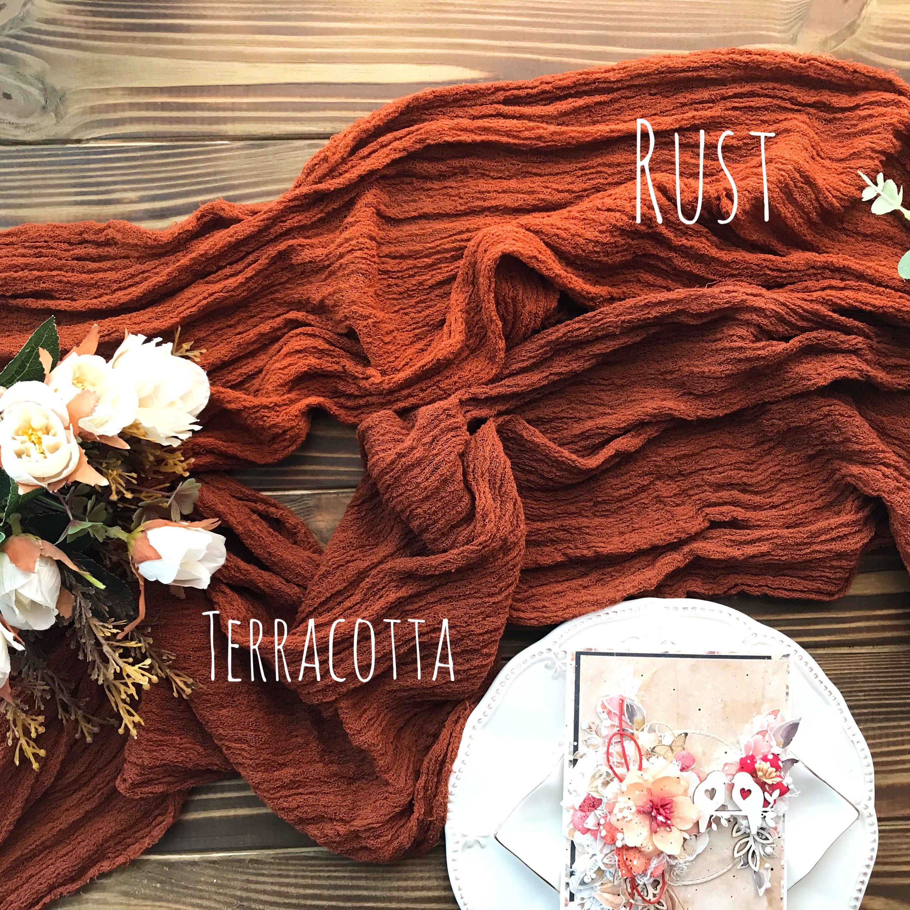 Hochzeit Tischläufer /TERRACOTTA benutzerdefinierte Größe Gaze Läufer /  Custom Tischdecke / Orange Terrakotta Abdeckung / Lieferung in die USA 2-4  Tage