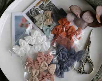 Silk ribbon bows / Set 5 pcs / Medium size