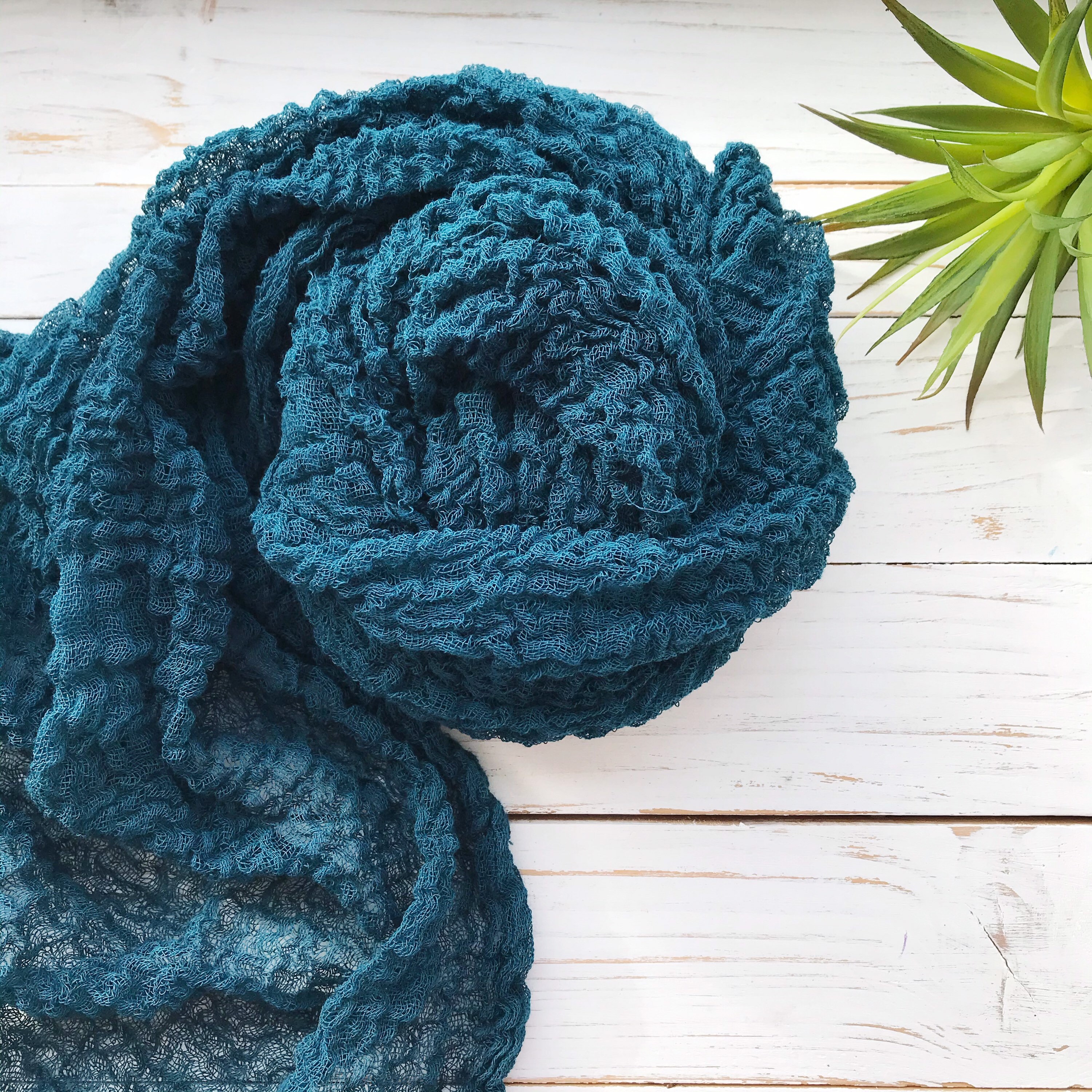 Teal blue gauze table runner Rustic cheesecloth runner Teal Etsy