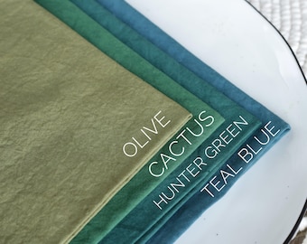 Olive Green Hand Dyed Cotton Napkins, Rustic Eco Friendly Table Linens, Wedding Party Decor, Soft Natural Napkins, Sustainable Rustic Decor