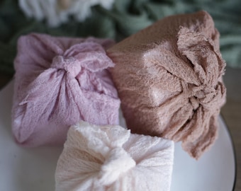 Hand-Dyed Furoshiki Cloth: Reusable Gauze Fabric Gift Wrap