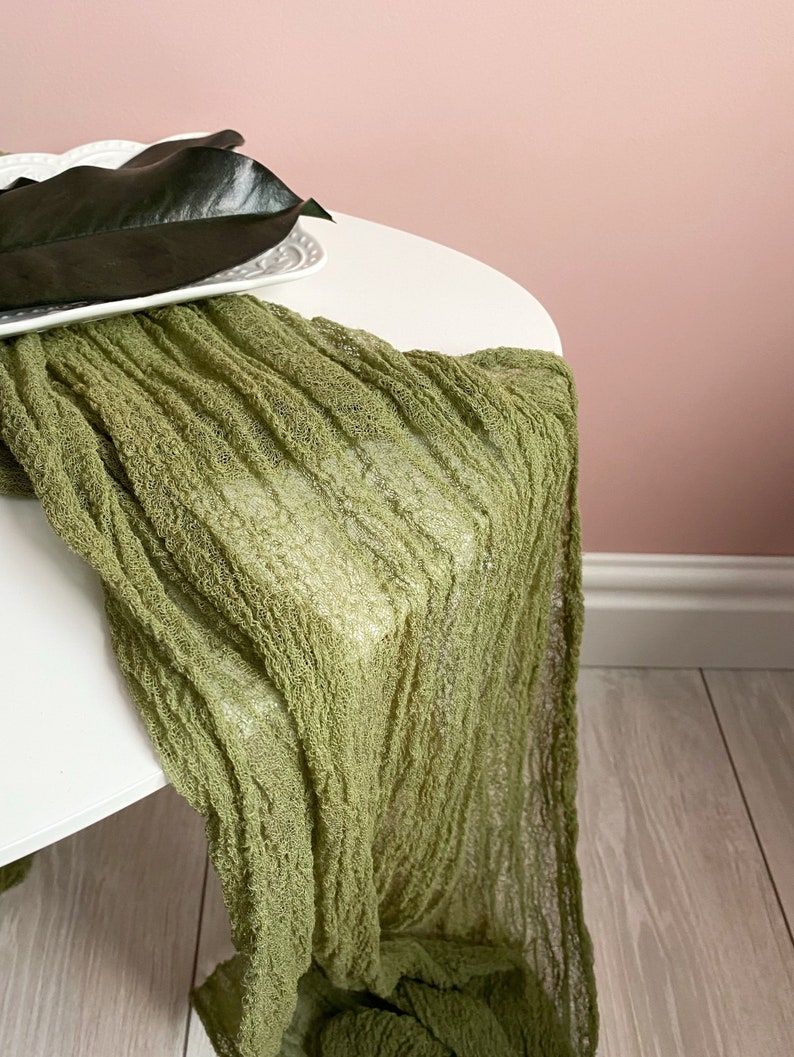 OLIVE GREEN Cheesecloth Hand Dyed Runner Light Green Olive Etsy