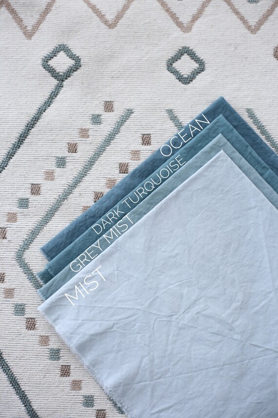 MIST Wedding Cotton Napkins Grey Blue Wedding Decor Raw Edges Etsy
