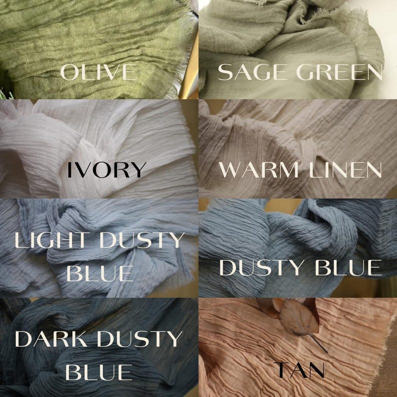 Handmade Cheesecloth Table Runner, Dusty Blue Double Gauze Table Cover, Light and Dark Dusty Blue Color Double Gauze Fabric image 5