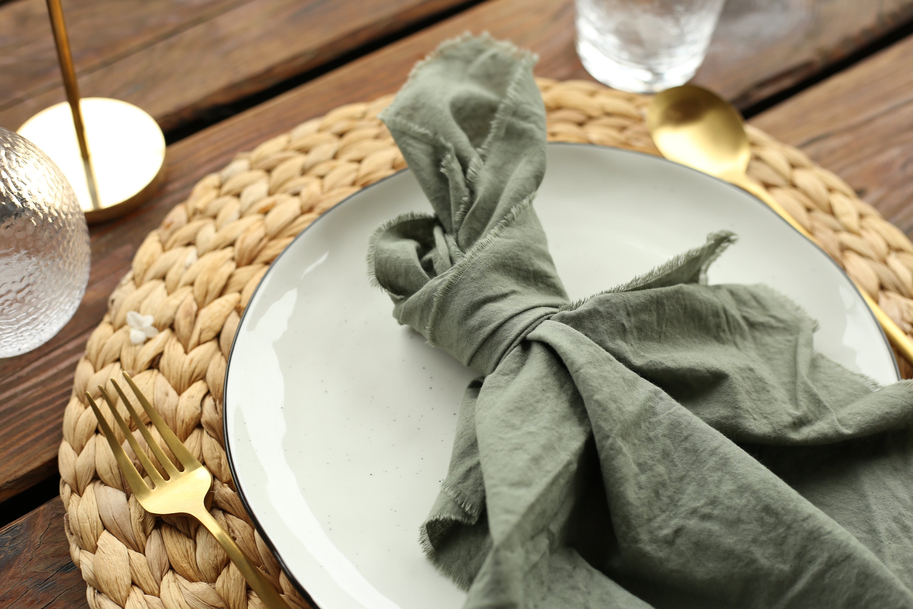 60PCS Sage Green Sewing Cloth Napkins Cotton Factory Wholesale Fabric  Serviette Gauze Table Towels Wedding Decoration Easter