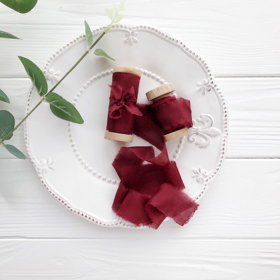 WINE color hand dyed silk ribbon for bridal bouquet Wedding Etsy