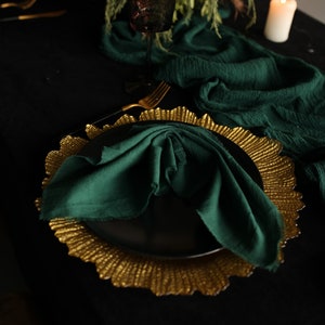 HUNTER GREEN tovaglioli da cena in cotone con bordi grezzi / panno di cotone tinto a mano / matrimonio Countrycide / Made in Ucraina