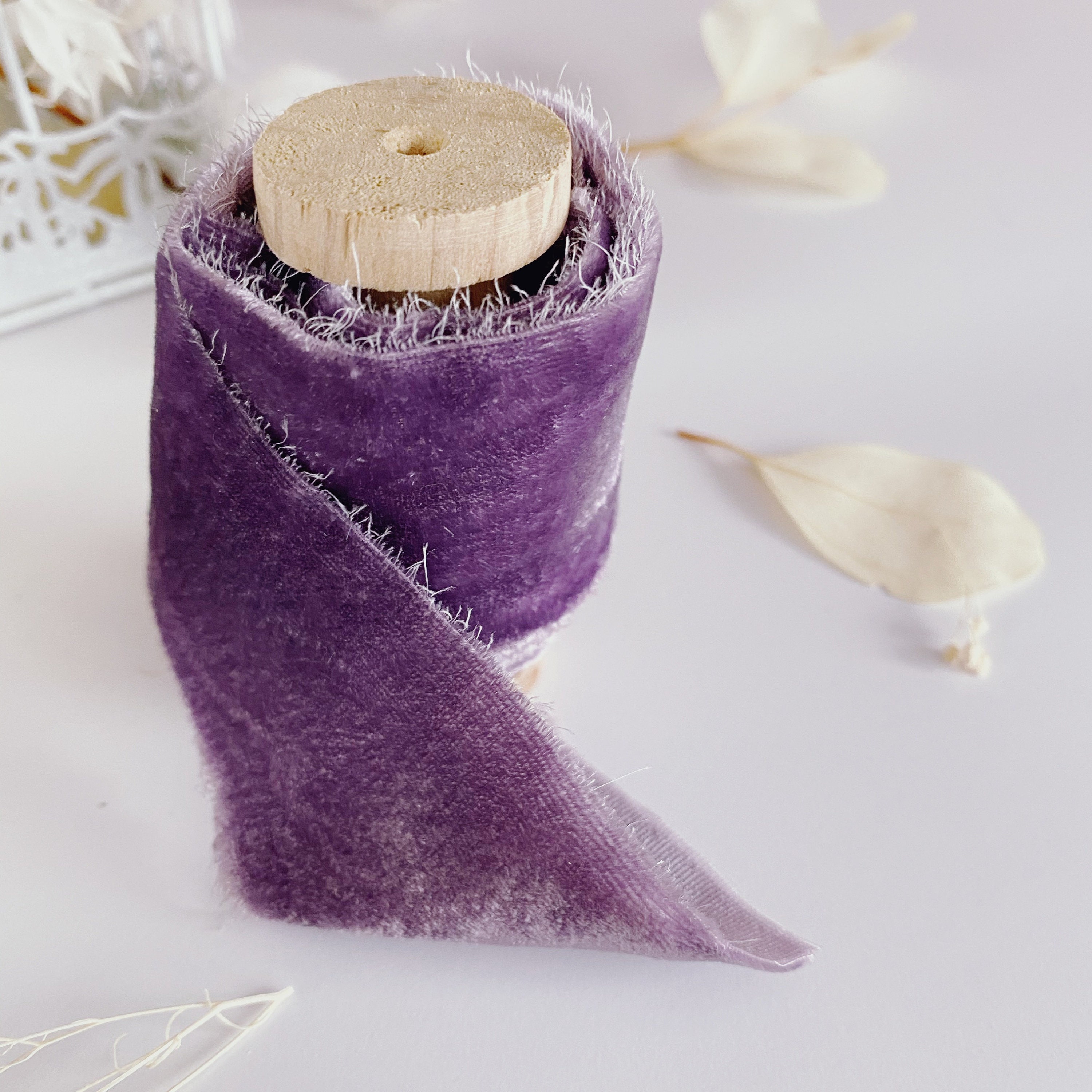 Purple Silk Velvet Ribbon Bridal Bouquet Ribbon Purple Rustic | Etsy