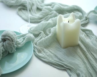 Wedding Cheesecloth Table Runner, Matching Cotton Gauze Napkins Available, Seafoam Mist color