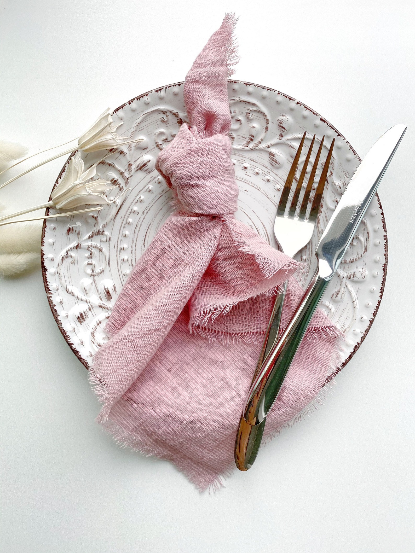 VINTAGE MAUVE cotton napkins for wedding Wedding cheesecloth Etsy