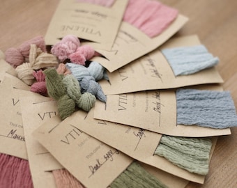 Hand Dyed Cotton Gauze Fabric Samples, Cheesecloth Color Swatches, Wedding Palette (4x3 inches)