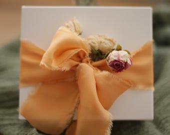 Light Terracotta Silk Ribbon, 100% Pure Silk Wedding Ribbon for Bouquets, Invitations and Gift Wrapping