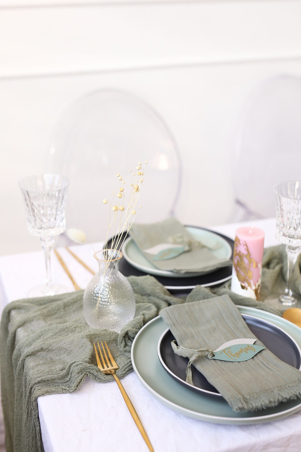 SAGE GREEN Wedding Centerpiece Cheesecloth Runner Green Rustic Etsy