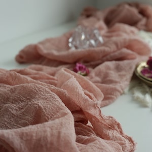 DUSTY ROSE gauze table runner / Organic hand dyed wedding cloth / Cheesecloth table decor / Rustic table centrepiece / Made in Ukraine