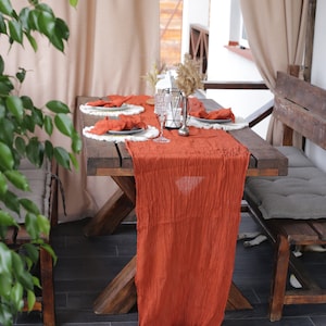Wedding table runner / Cheesecloth / Terracotta double gauze fabric /Fall wedding decor /Bachelorette party decoration /Wedding centrepiece