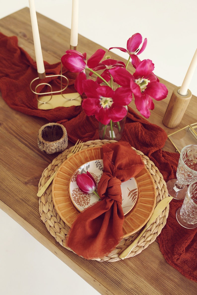 TERRACOTTA Cotton Napkins Raw Edges Napkins Wedding Etsy