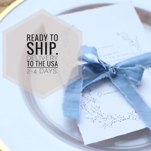 Dispatches from USA /DUSTY BLUE cotton ribbons for invitations or wedding bouquet Hand dyed premium cotton Blue ribbon collection