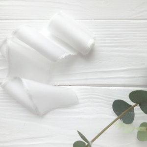 Cinta de seda BLANCA para ramo de novia Cinta de seda de boda Cinta de seda de Inwitation Boda blanca