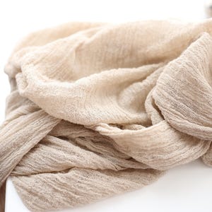 Linen Color Gauze Runner Crinkle Texture, Plant Dyed Cotton Table Runner, Cheesecloth Table Runner, Rustic Wedding Decor, Boho Table Styling