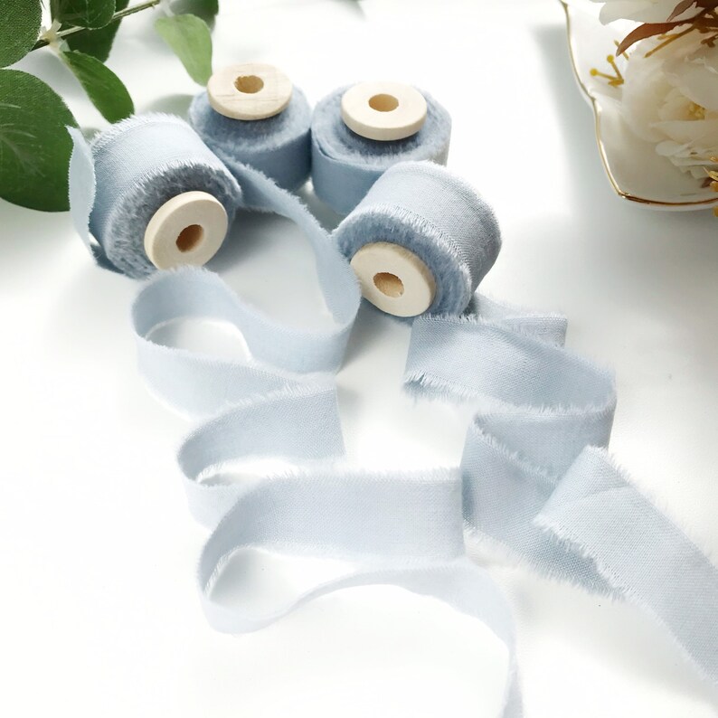 LIGHT DUSTY BLUE Cotton Ribbons Bouquet Ribbon Narrow Tape Etsy
