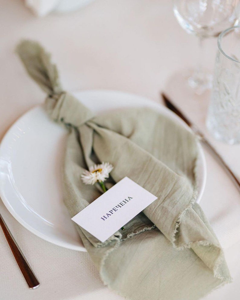 Wedding napkins / Rustic table wedding decor / Sage green wedding / Sage green home decor image 1